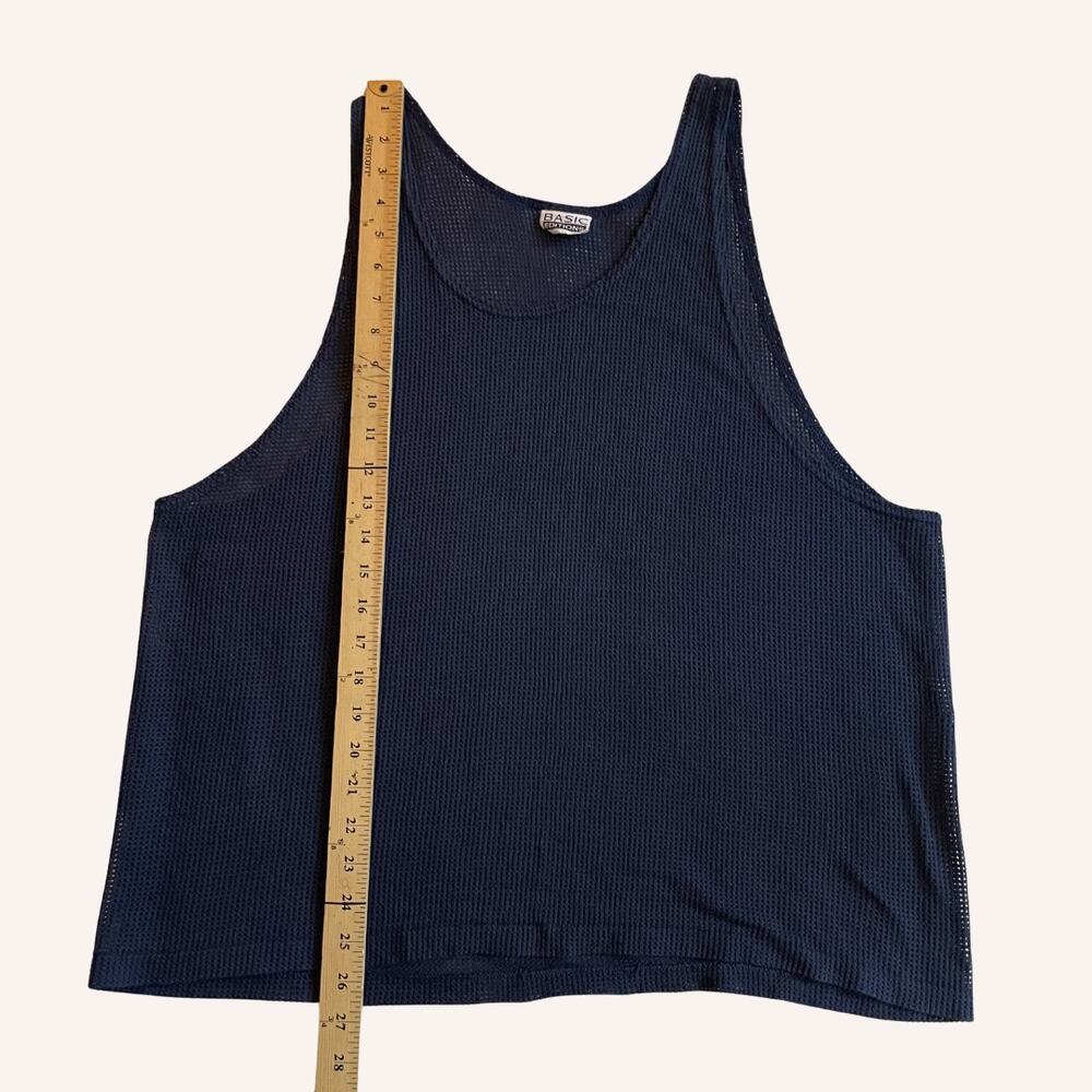 BASIC EDITIONS navy blue mesh tank top L/XL - Picture 4 of 5